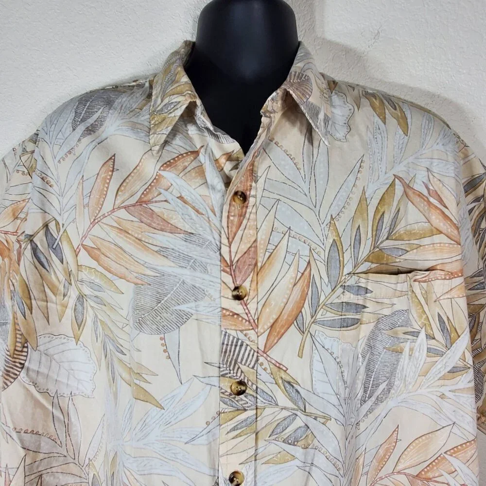 Tori Richard Honolulu 2XL Hawaiian Shirt Tropical Leaf Short Sleeve Button-Up